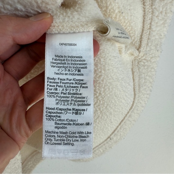 Madewell Resourced Fleece Bubble Sleeve Sherpa Hooded Sweatshirt XS - Picture 9 of 12